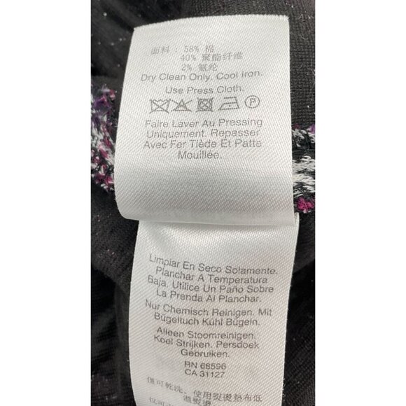 DKNY Sleeveless Purple Black Plaid Tweed Sheath Dress Button Accents Size 2 - Picture 8 of 10